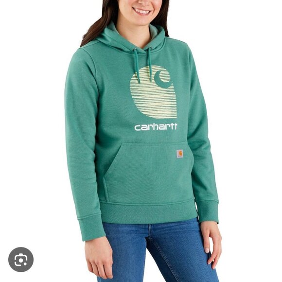 Carhartt Tops - Carhartt Rain Defender Green Hoodie Sweatshirt Women's Size L